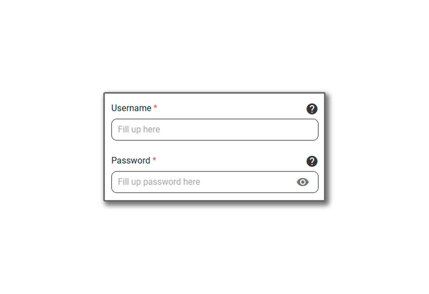 Create username and password